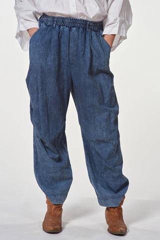 Straight - Leg Denim Trousers with Elastic Waist - Baci Fashion