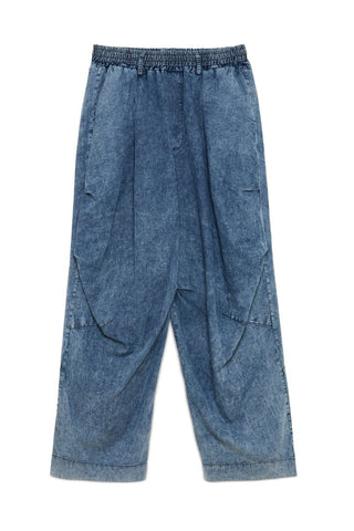 Straight - Leg Denim Trousers with Elastic Waist - Baci Fashion