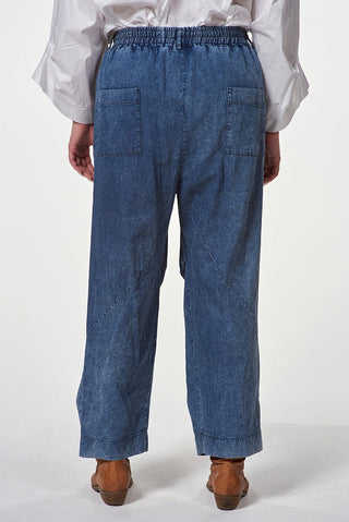 Straight - Leg Denim Trousers with Elastic Waist - Baci Fashion