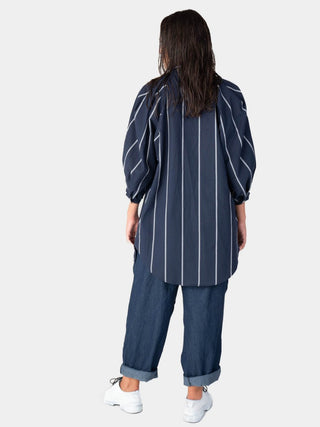 Striped 3/4 Balloon Sleeve Shirt - Baci Fashion