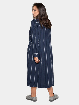 Striped Cotton Midi Shirt Dress - Baci Fashion