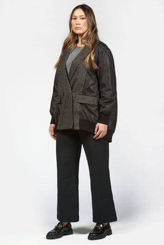 Striped Double Breasted Bomber Jacket - Baci Fashion