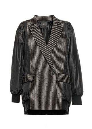 Striped Double Breasted Bomber Jacket - Baci Fashion
