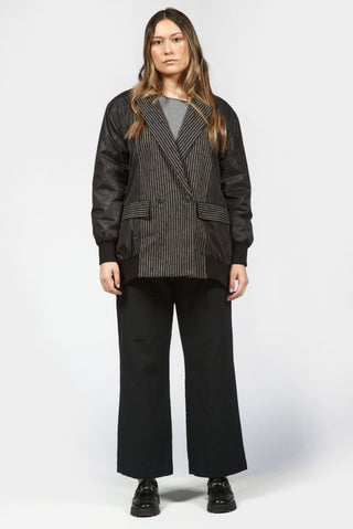 Striped Double Breasted Bomber Jacket - Baci Fashion