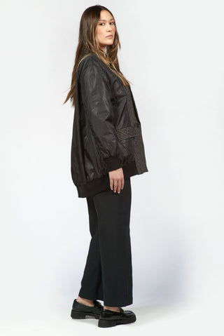 Striped Double Breasted Bomber Jacket - Baci Fashion