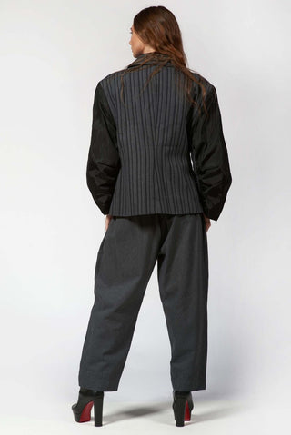 Striped Jacket with Taffeta Sleeves - Baci Fashion