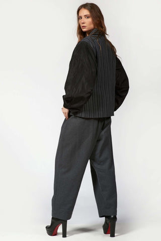 Striped Jacket with Taffeta Sleeves - Baci Fashion