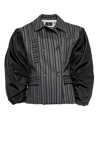 Striped Jacket with Taffeta Sleeves - Baci Fashion