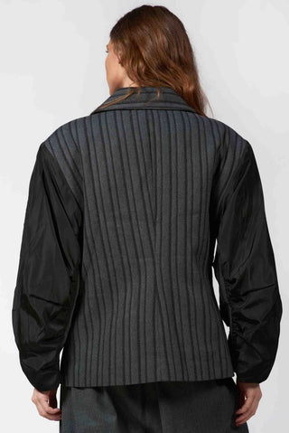 Striped Jacket with Taffeta Sleeves - Baci Fashion