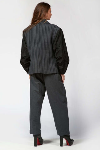 Striped Jacket with Taffeta Sleeves - Baci Fashion