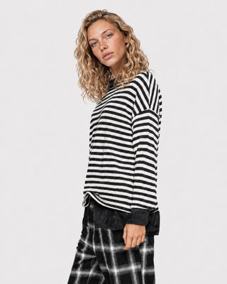 Striped Long Sleeve Crewneck Tee - Baci Fashion
