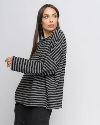 Striped Long Sleeve Crewneck Tee - Baci Fashion
