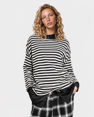 Striped Long Sleeve Crewneck Tee - Baci Fashion