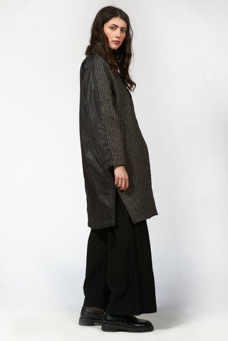 Striped Men - Style Coat with Nylon Back Panel - Baci Fashion