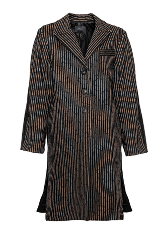 Striped Men - Style Coat with Nylon Back Panel - Baci Fashion
