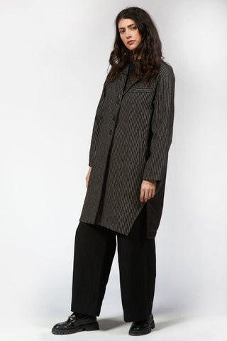 Striped Men - Style Coat with Nylon Back Panel - Baci Fashion