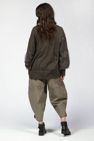 Sweatshirt with Organza Sleeves - Baci Fashion