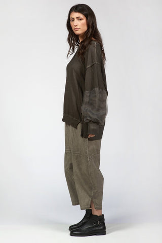 Sweatshirt with Organza Sleeves - Baci Fashion