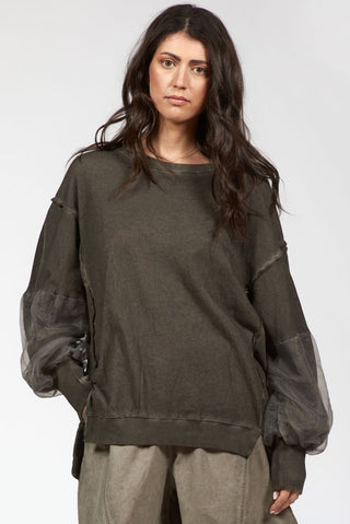 Sweatshirt with Organza Sleeves - Baci Fashion