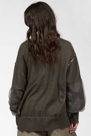 Sweatshirt with Organza Sleeves - Baci Fashion