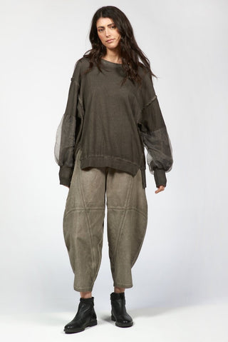 Sweatshirt with Organza Sleeves - Baci Fashion