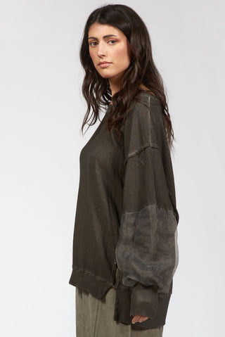 Sweatshirt with Organza Sleeves - Baci Fashion
