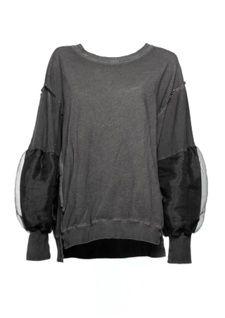 Sweatshirt with Organza Sleeves - Baci Fashion