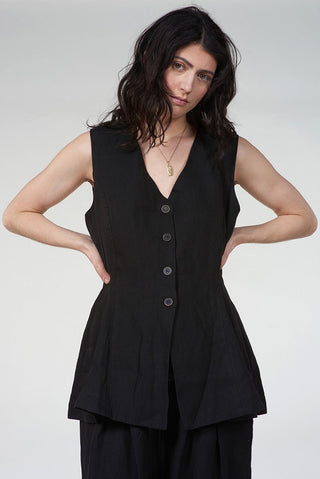 Tailored Linen Vest - Baci Fashion