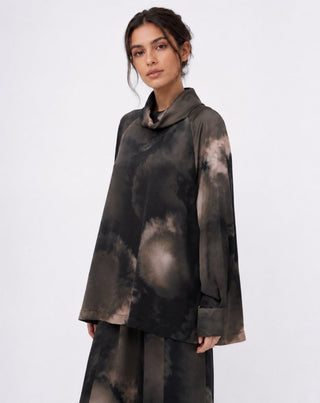 Tie-Dye Cowl Neck Shirt - Baci Fashion