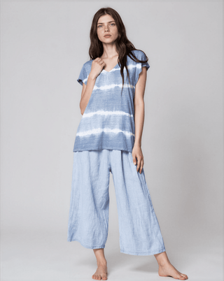 Tie - Dye Deep V - Neck Tee - Baci Fashion