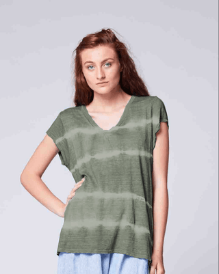Tie - Dye Deep V - Neck Tee - Baci Fashion