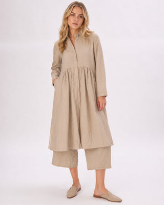 Tiered Waist Organic Cotton Shirt Dress - Baci Fashion