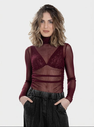 Tulle Turtleneck Top - Baci Fashion