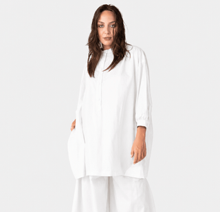 V-Neck 3/4 Sleeve Organic Cotton Blouse - Baci Fashion
