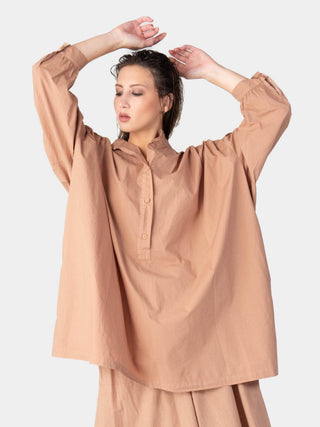 V-Neck 3/4 Sleeve Organic Cotton Blouse - Baci Fashion