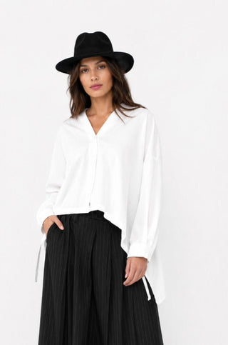 V Neck Buttoned Long Sleeve Shirt - Baci Fashion
