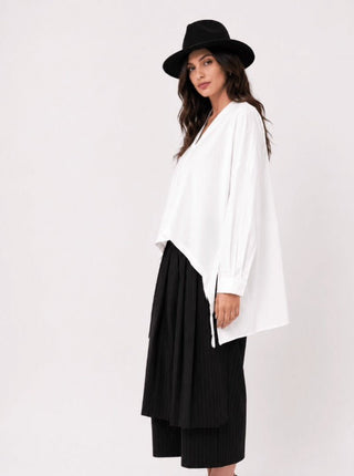V Neck Buttoned Long Sleeve Shirt - Baci Fashion