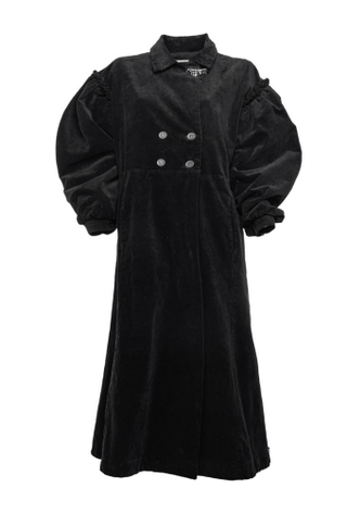 Velvet Double - Breasted Long Coat - Baci Fashion