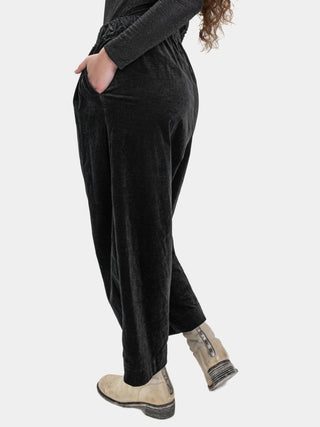 Velvet Pleated Elastic Waist Trousers - Baci Fashion