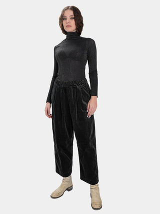 Velvet Pleated Elastic Waist Trousers - Baci Fashion