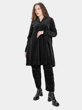 Velvet Shawl Collar Swing Jacket - Baci Fashion