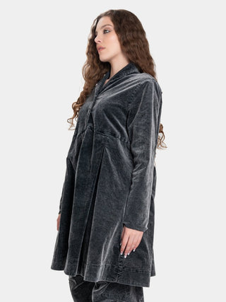 Velvet Shawl Collar Swing Jacket - Baci Fashion