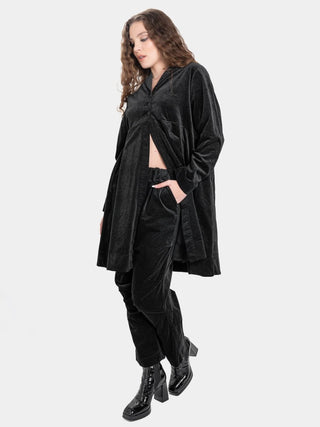 Velvet Shawl Collar Swing Jacket - Baci Fashion