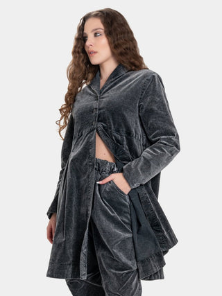 Velvet Shawl Collar Swing Jacket - Baci Fashion