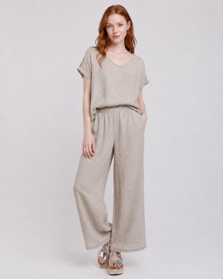 Vintage Wash Linen Crochet Shoulder Tunic - Baci Fashion