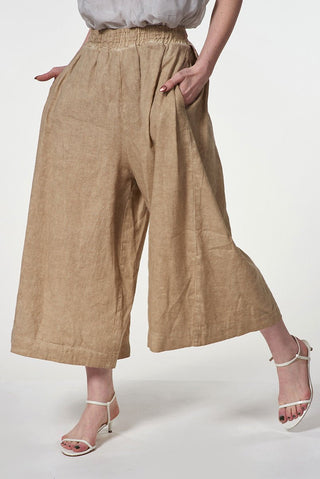 Wide - leg Pants with Side Pleats - Baci Fashion