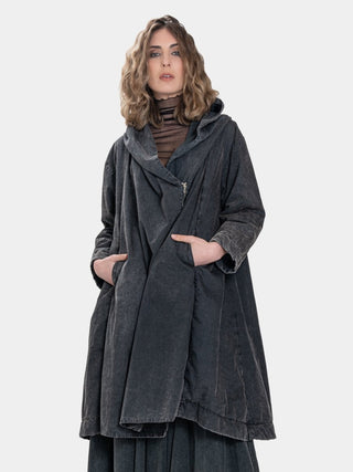 Zip Up Hooded Swing Coat - Baci Fashion