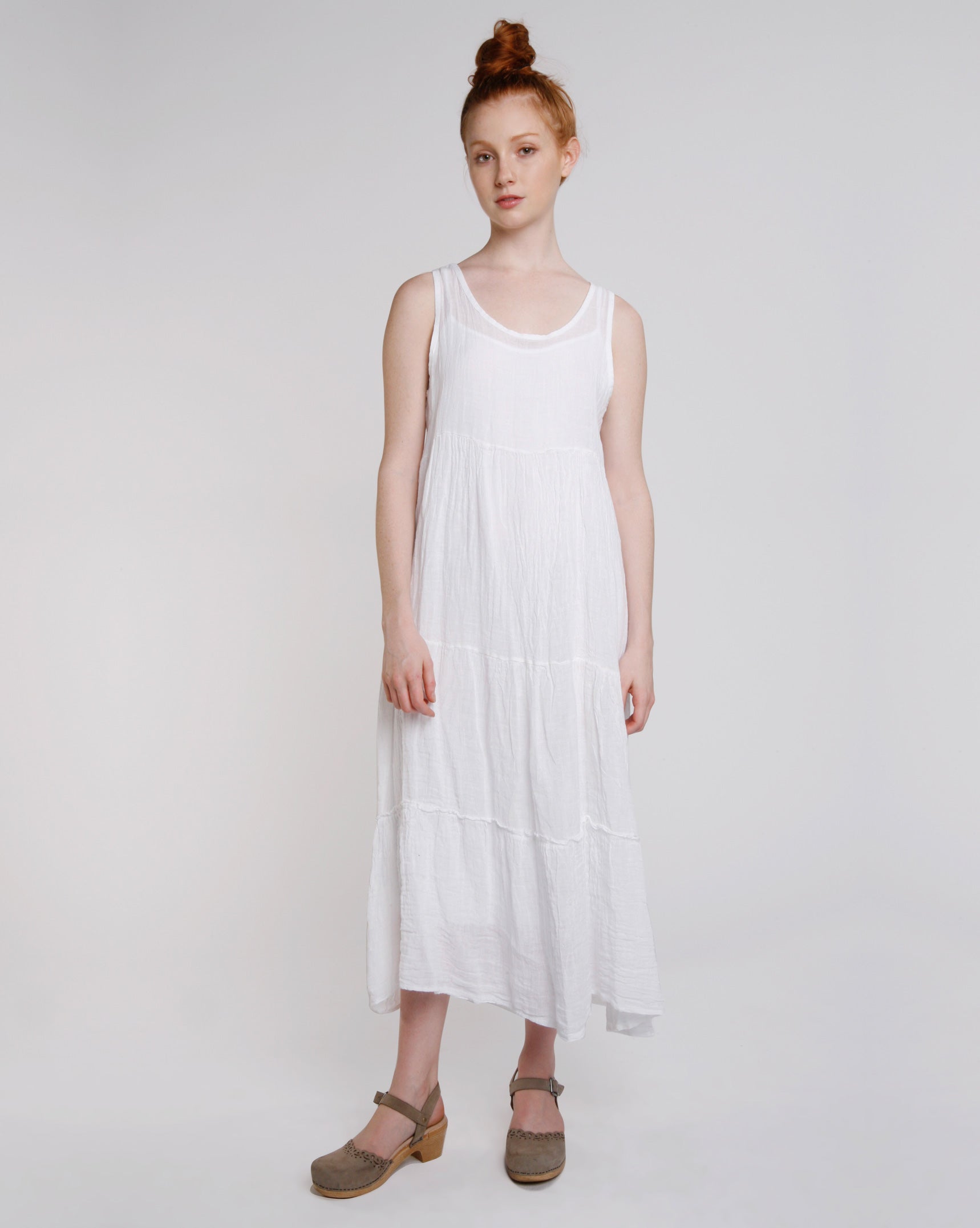 Linen Babydoll Tank dress White / S Linen Babydoll Tank dress White / S