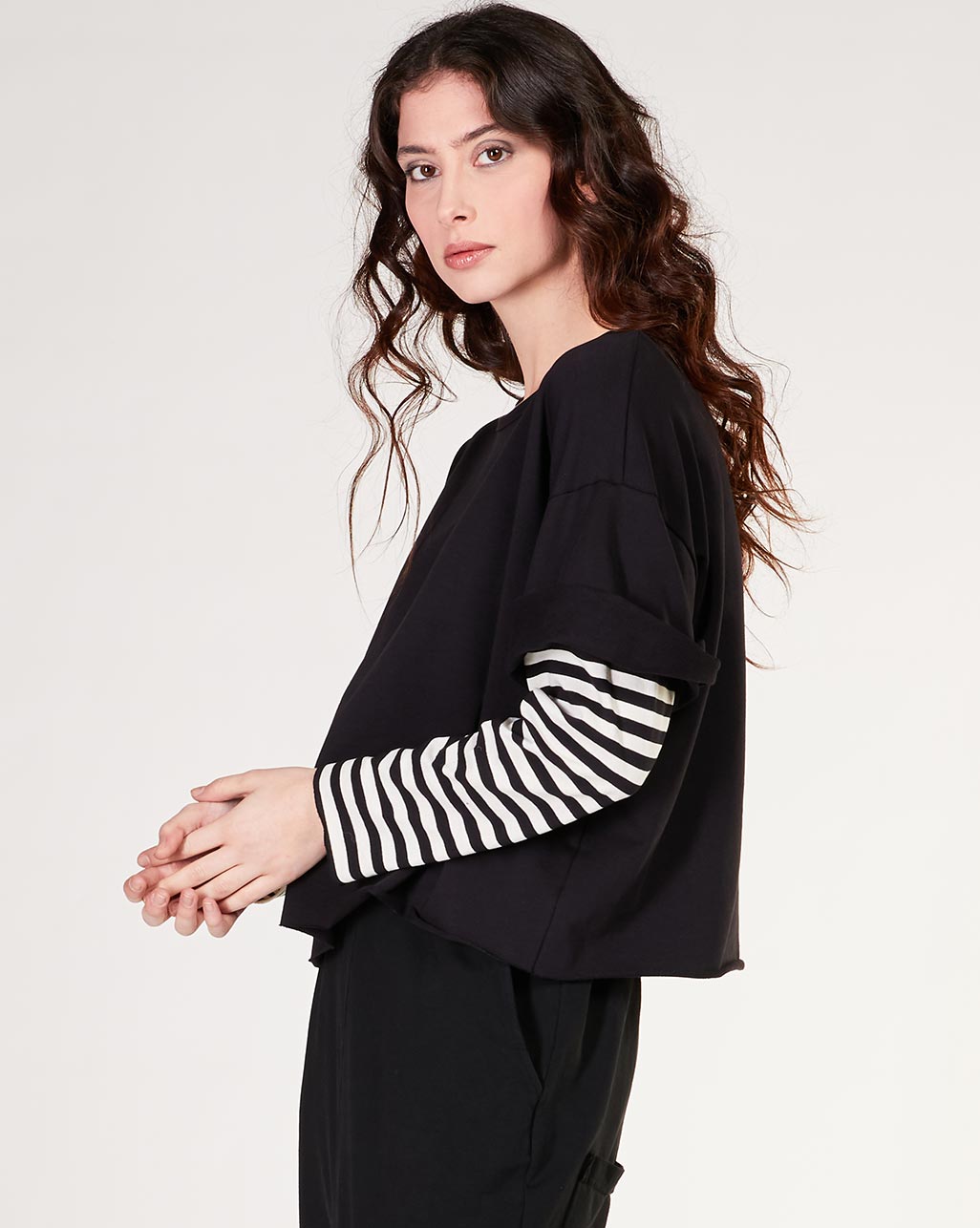 Cotton Boat Neck Stripe Layered Blouse – Baci Fashion