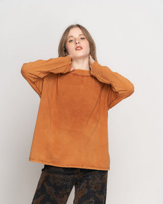 Stonewash Loose Fit Long Sleeve Mock Tee